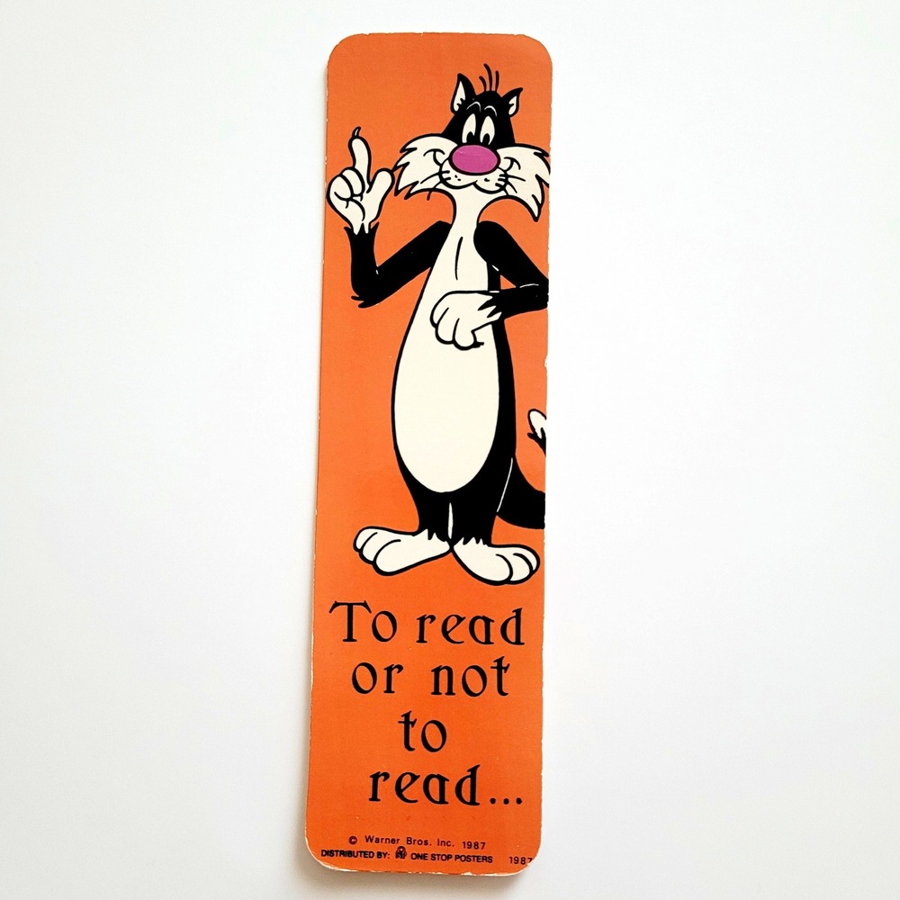 Vintage 80s Sylvester Cat Bookmark old Looney Tunes 1987 Warner One Stop Posters